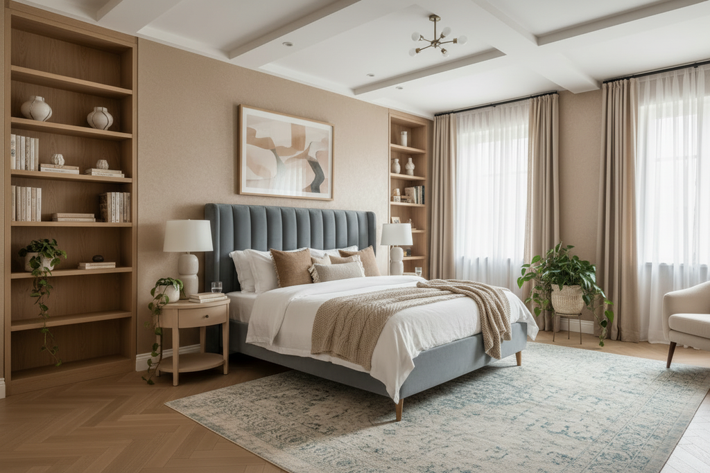 Channel-Tufted Velvet Bed Extended Left Background