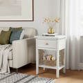 Distressed White Nightstand Scene
